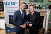 Central Bank Deputy Governor Vasileios Madouros presented the coin to Larry Mullen Jr. 
