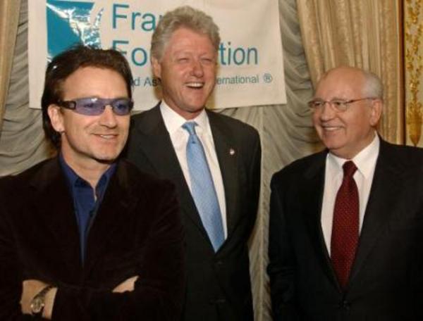 With Presidents Clinton and Gorbachev, March 2002