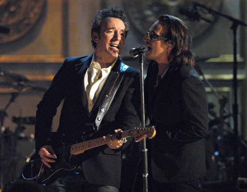 Bruce Springsteen performing with U2