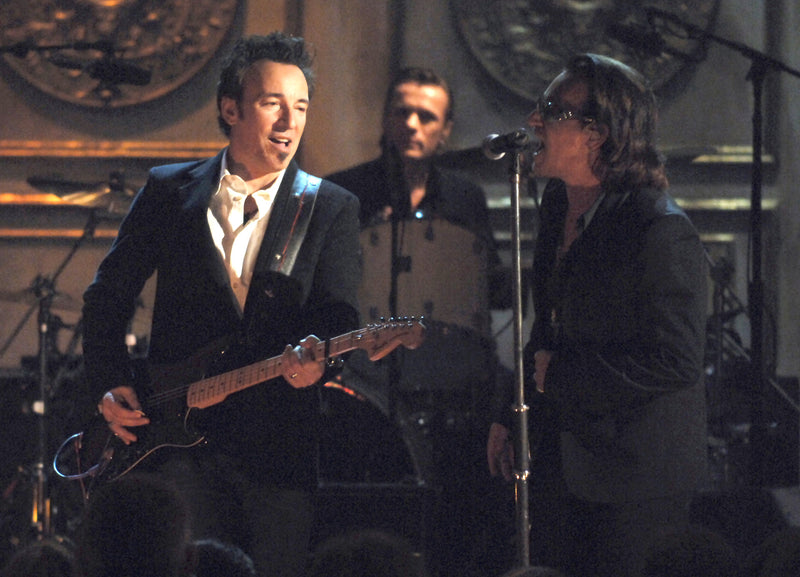 Bruce Springsteen performing with U2