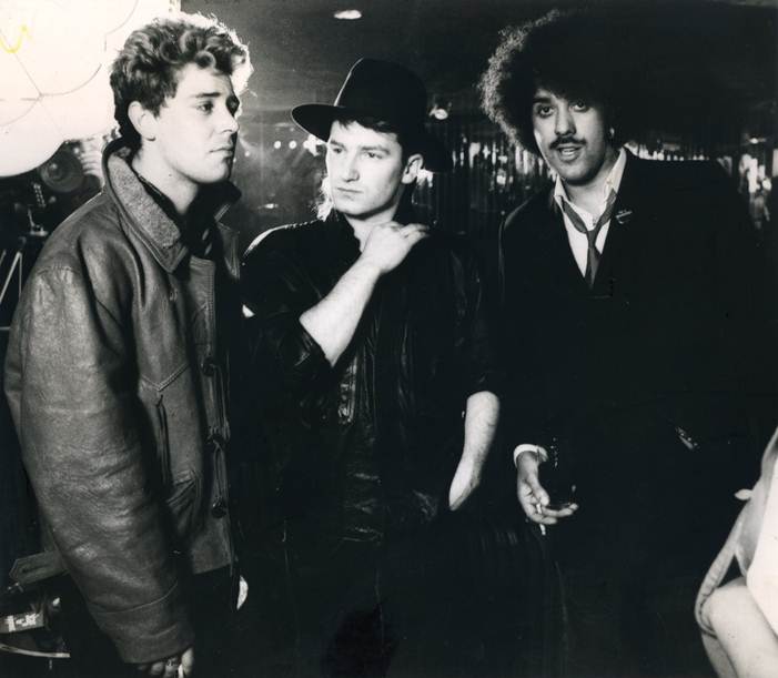 Adam & Bono with the great Phil Lynott, @hotpress awards, 1983.