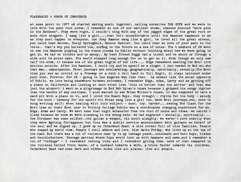 Flashbacks 4 Songs Of Innocence