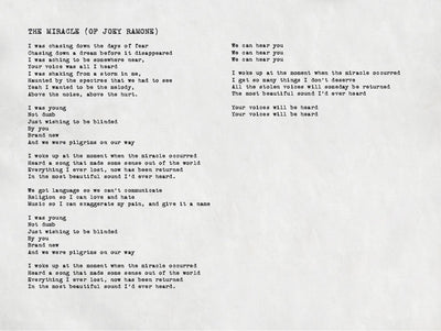 The Miracle (of Joey Ramone) Lyrics