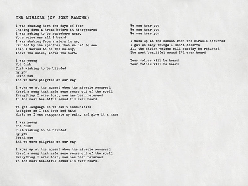 The Miracle (of Joey Ramone) Lyrics