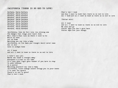 California (There Is No End To Love) Lyrics