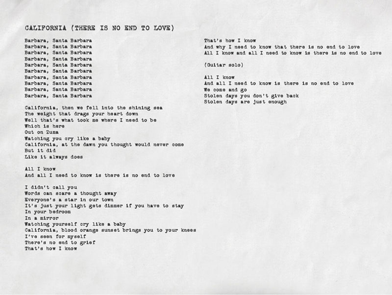 California (There Is No End To Love) Lyrics