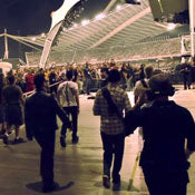 Arriving on stage in Athens