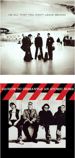 The black-and-white album covers for u2’s ’all that you can’t leave behind’ and ’how to dismantle an atomic bomb.’