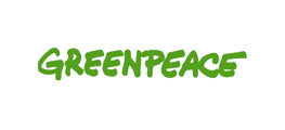 Greenpeace logo in bold, handwritten-style green lettering.