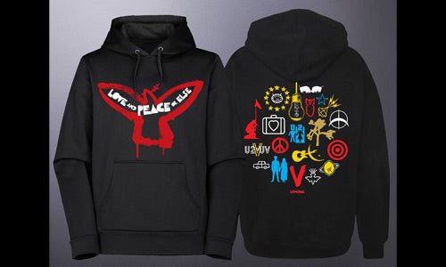 U2com21 Standard New Membership 1YR #2: ’Love and Peace or Else’ black unisex hoodie - fanclub_subscription